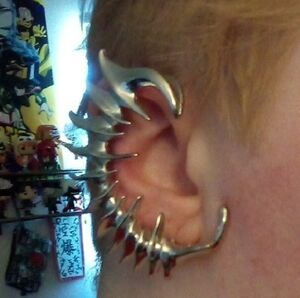 (2 for $30) A Pair of Silver Spike Hoop Earrings, no piercing, New.